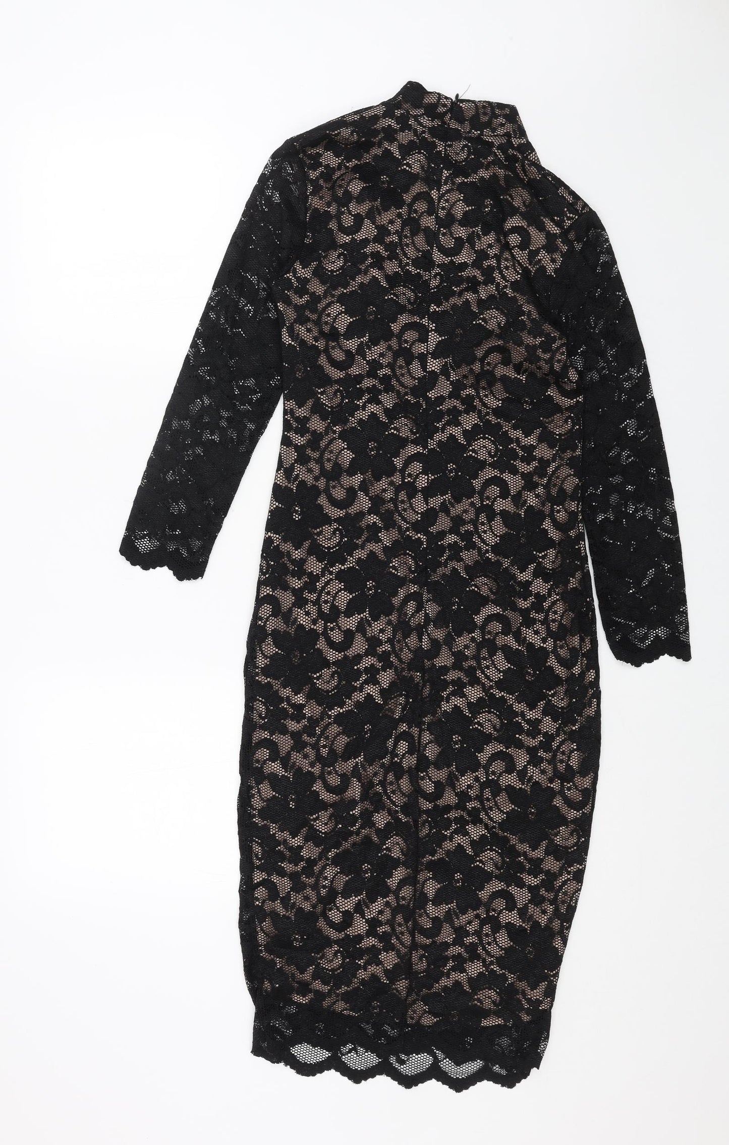 AMY CHILD Womens Black Nylon Shift Size 8 Mock Neck Zip