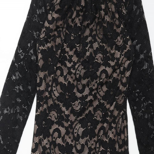 AMY CHILD Womens Black Nylon Shift Size 8 Mock Neck Zip