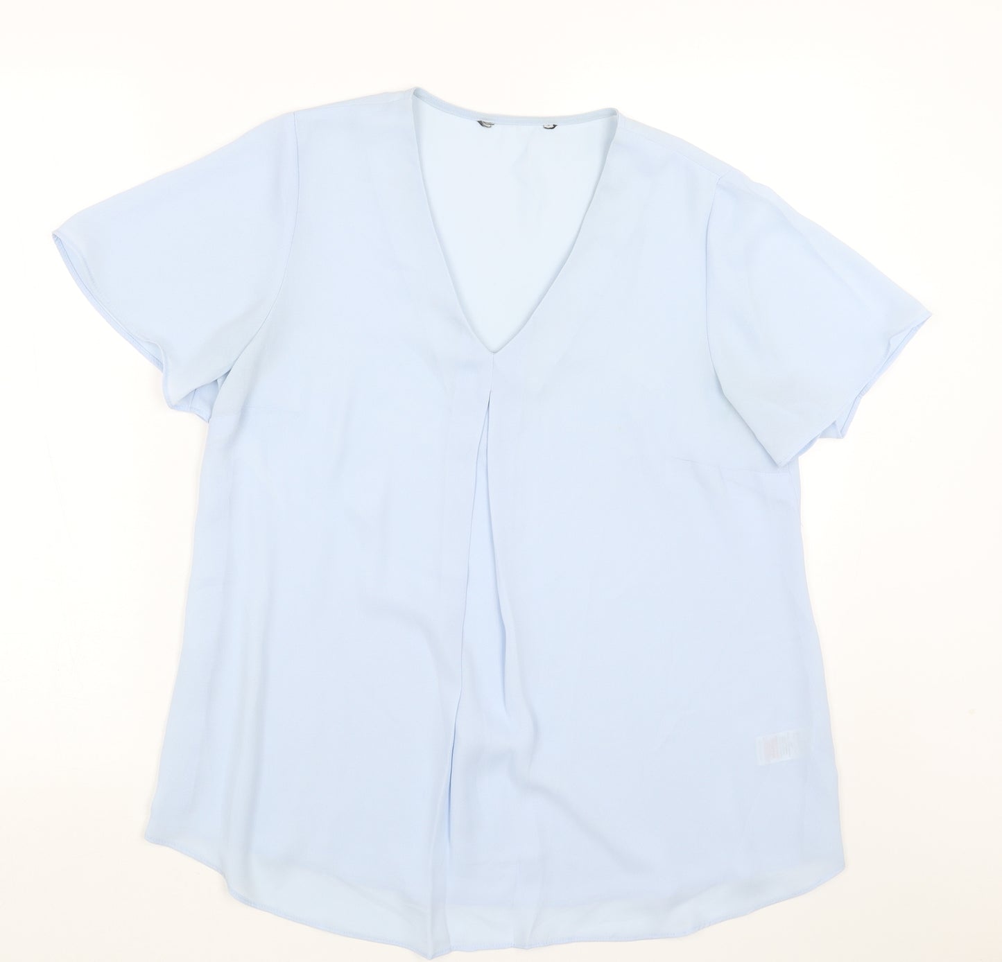 Preworn Womens Blue Polyester Basic Blouse Size 10 V-Neck