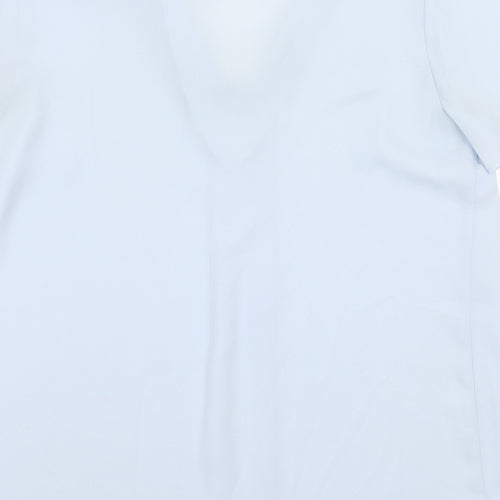 Preworn Womens Blue Polyester Basic Blouse Size 10 V-Neck