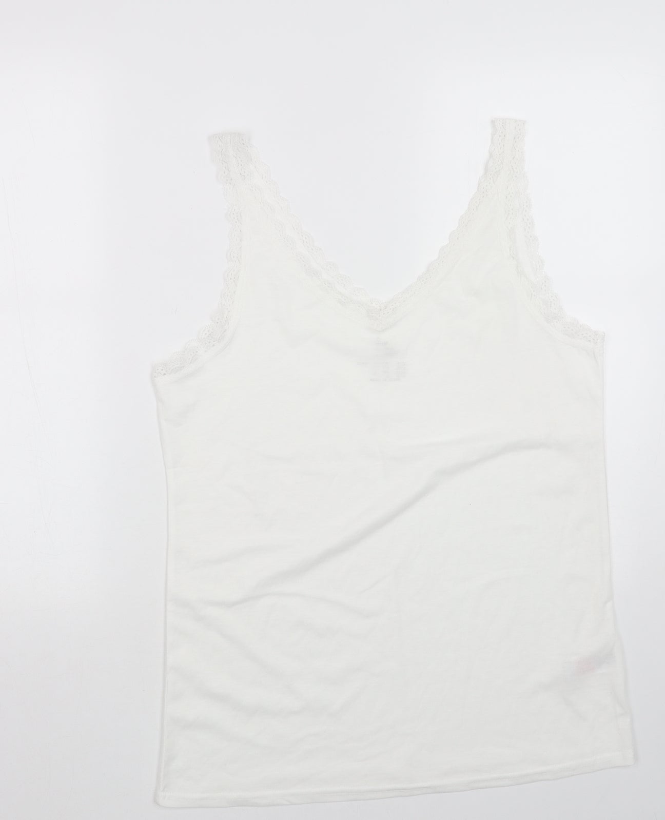 Primark Womens White Polyester Basic Tank Size XL V-Neck - Lace Neckline
