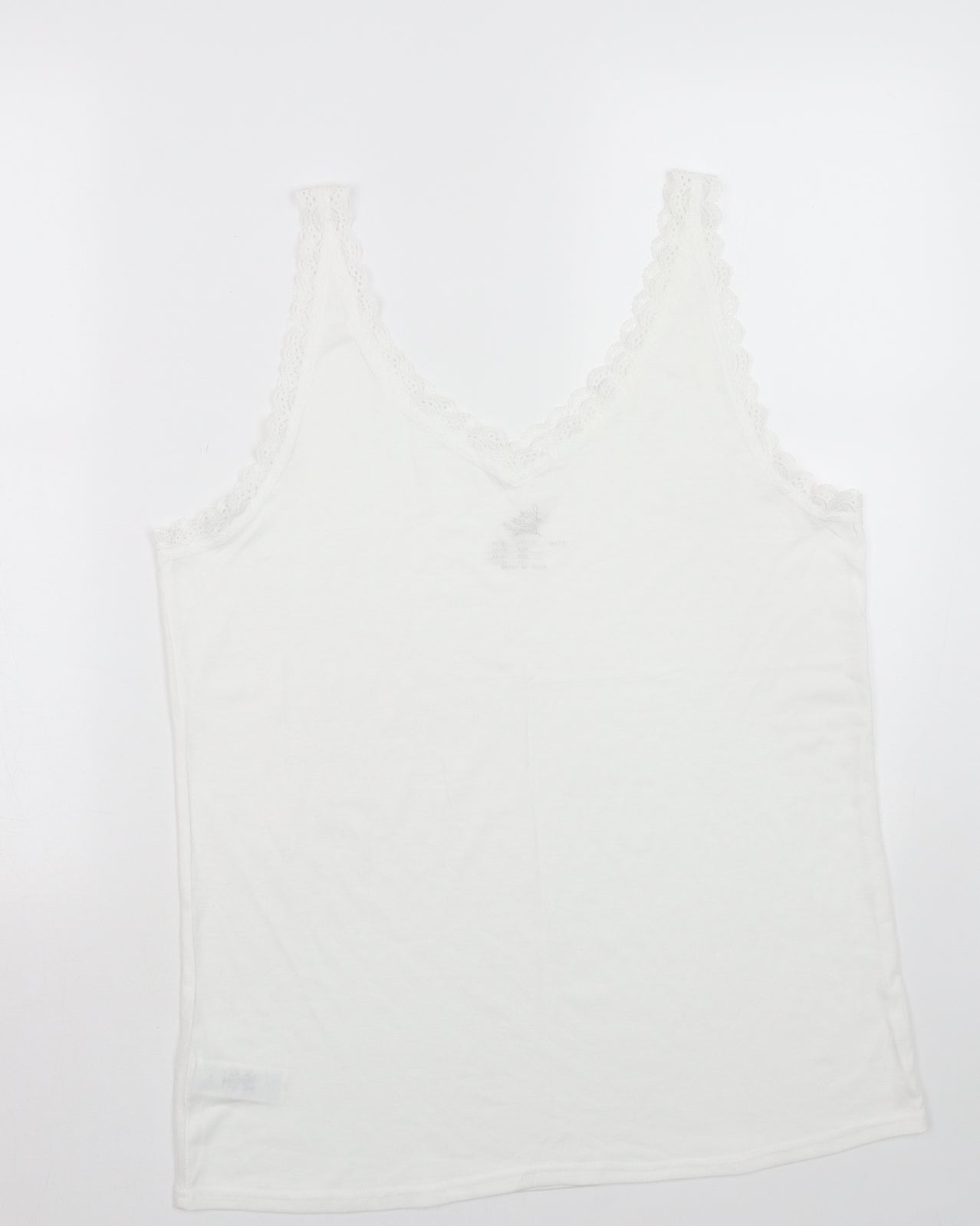 Primark Womens White Polyester Basic Tank Size XL V-Neck - Lace Neckline