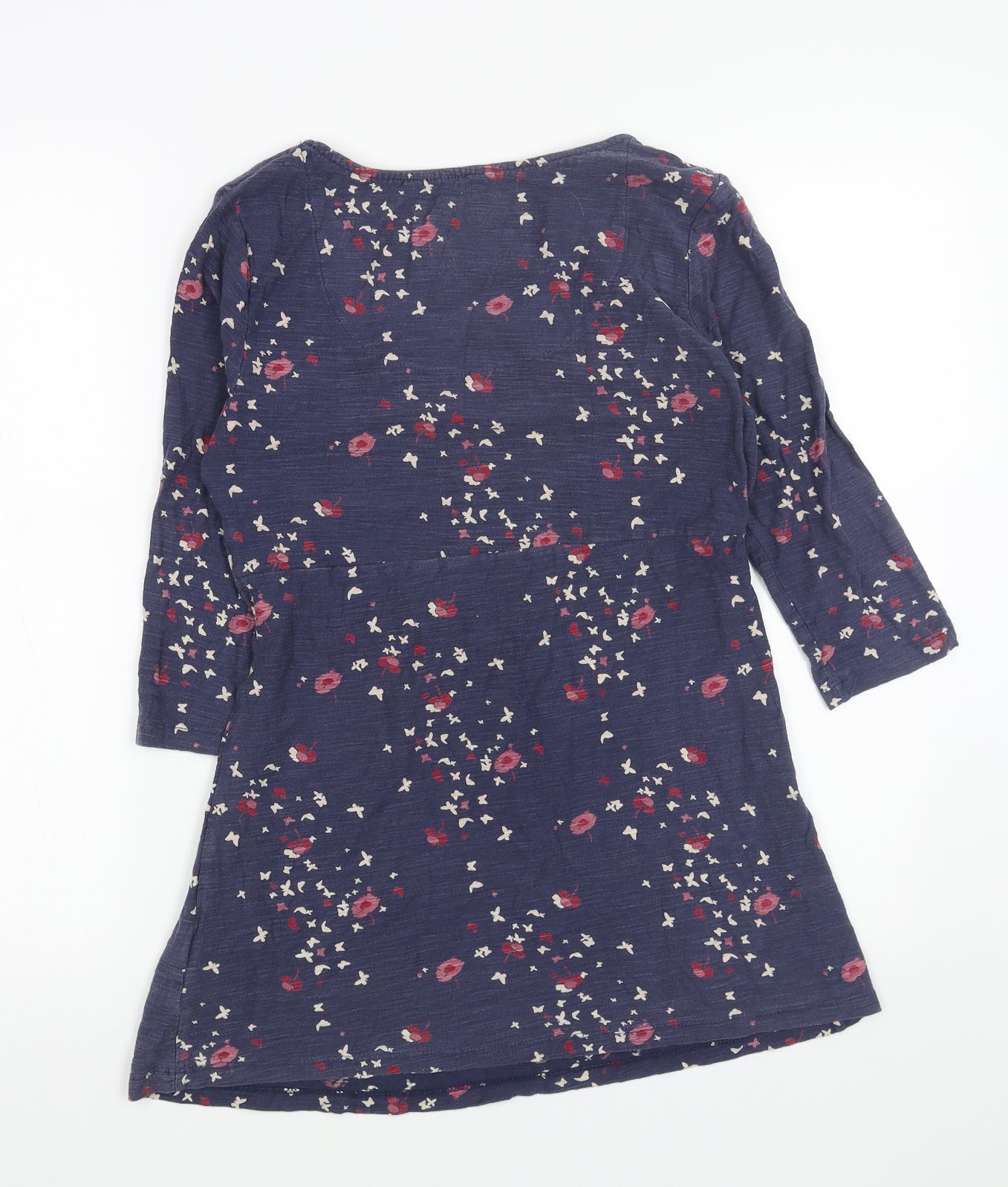RJR.John Rocha Womens Blue Geometric Cotton A-Line Size 10 Scoop Neck Pullover
