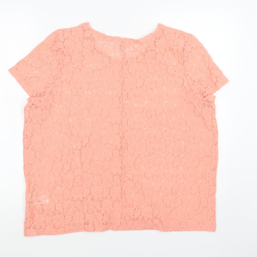 Simply Be Womens Orange Floral Polyamide Basic T-Shirt Size 18 Scoop Neck