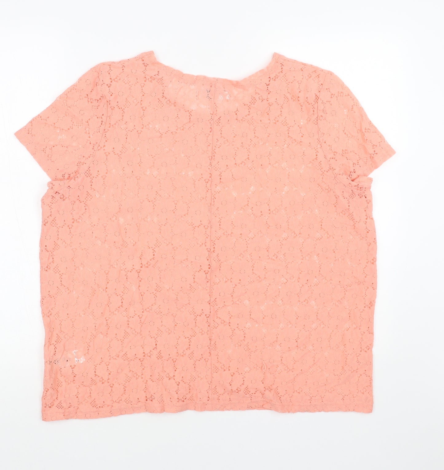 Simply Be Womens Orange Floral Polyamide Basic T-Shirt Size 18 Scoop Neck
