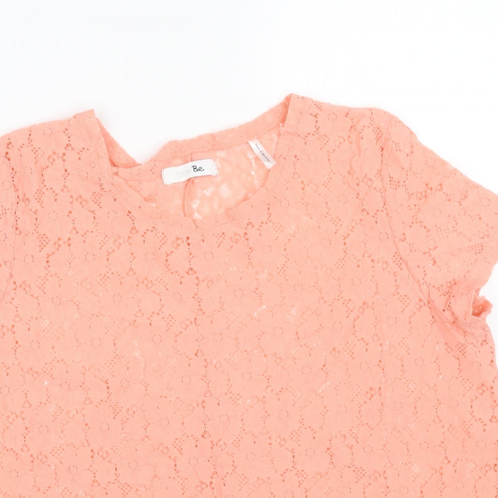 Simply Be Womens Orange Floral Polyamide Basic T-Shirt Size 18 Scoop Neck