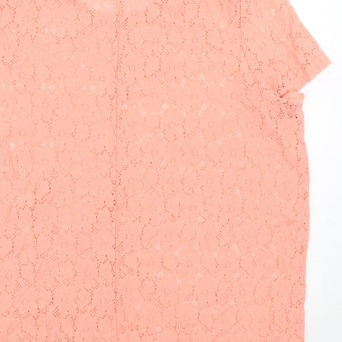 Simply Be Womens Orange Floral Polyamide Basic T-Shirt Size 18 Scoop Neck