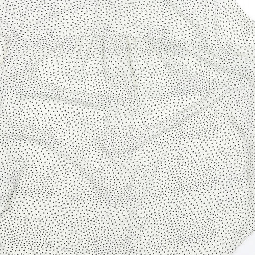 H&M Womens White Geometric Polyester Basic Button-Up Size 6 Collared