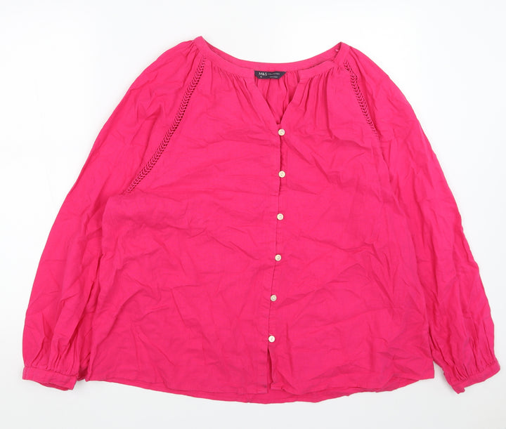 H&M Womens White Polyester Basic Blouse Size 6 V-Neck