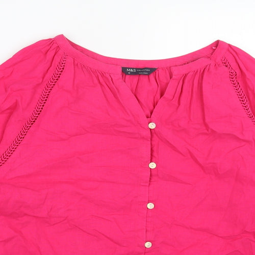 H&M Womens White Polyester Basic Blouse Size 6 V-Neck
