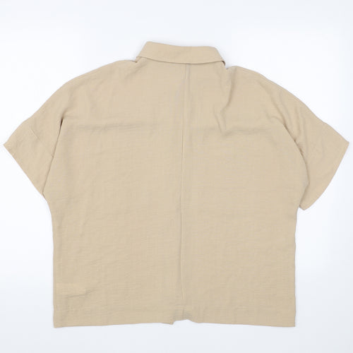 Primark Womens Beige Polyester Basic Button-Up Size 10 Collared