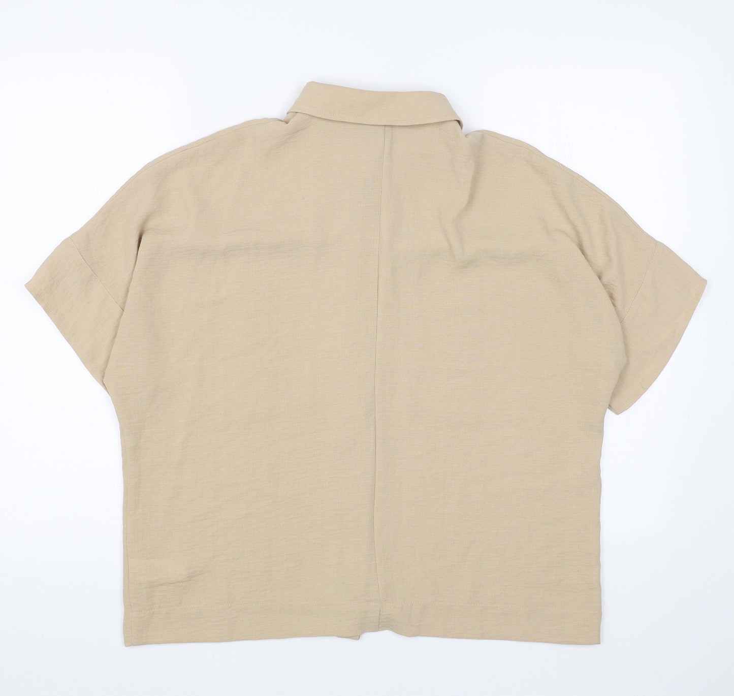 Primark Womens Beige Polyester Basic Button-Up Size 10 Collared