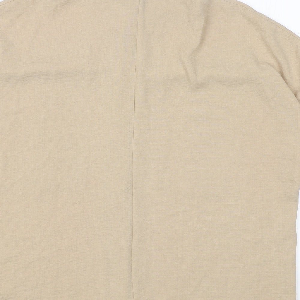 Primark Womens Beige Polyester Basic Button-Up Size 10 Collared