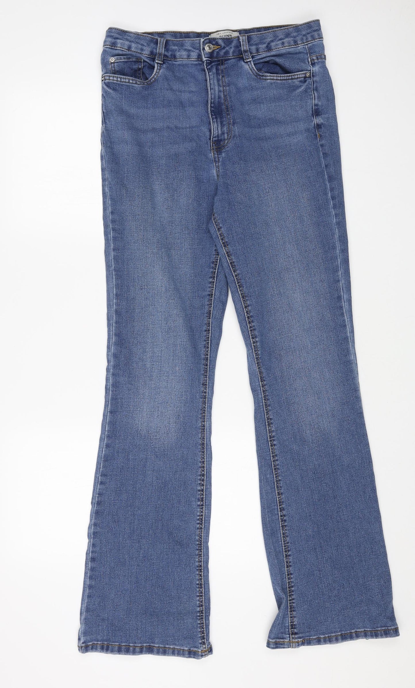 New Look Womens Blue Cotton Bootcut Jeans Size 12 L30 in Regular Button