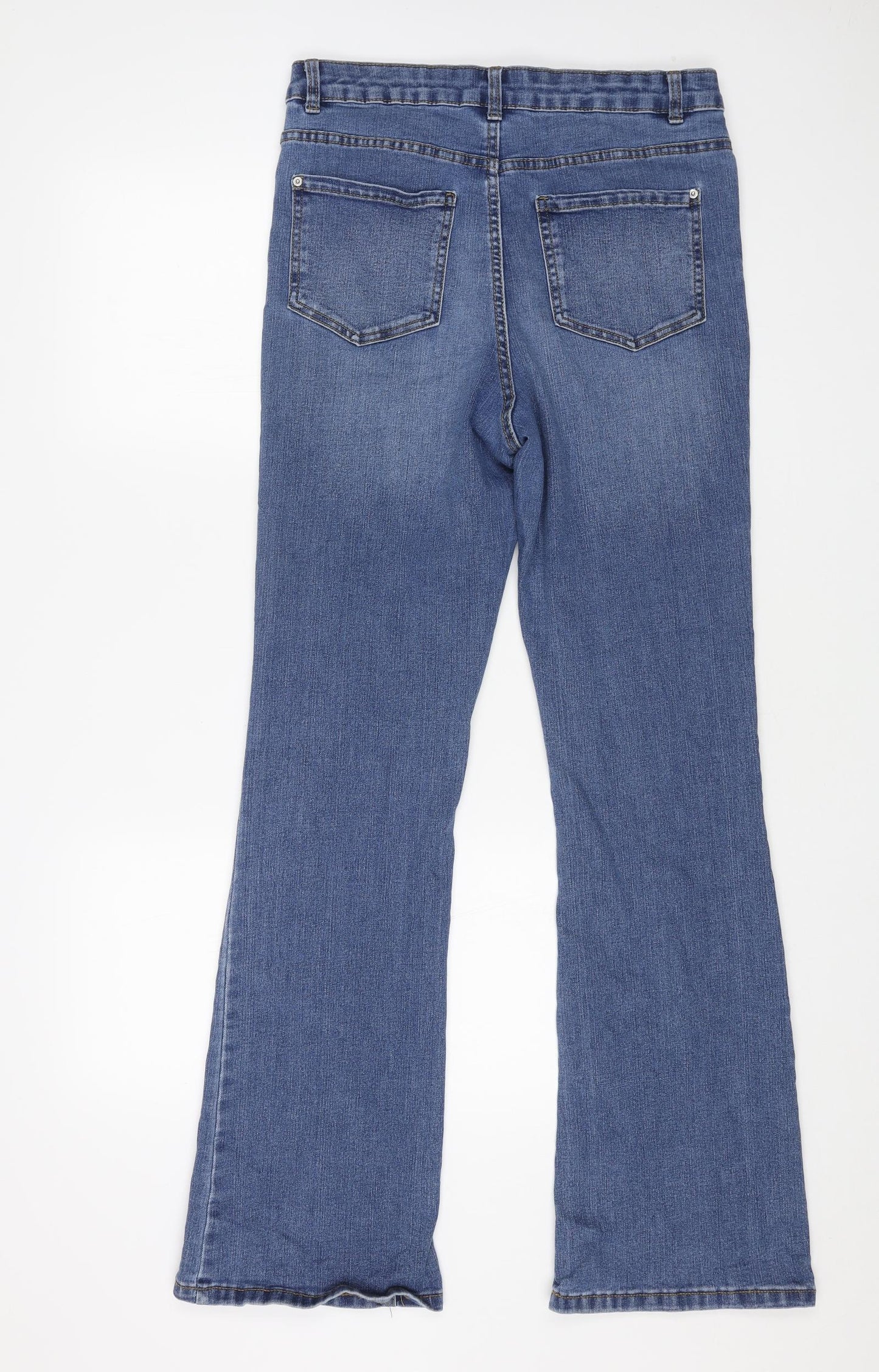 New Look Womens Blue Cotton Bootcut Jeans Size 12 L30 in Regular Button