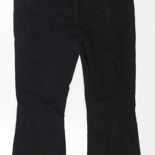 Marks and Spencer Womens Black Cotton Flared Jeans Size 12 L25 in Regular Button