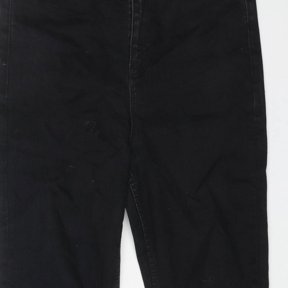Marks and Spencer Womens Black Cotton Flared Jeans Size 12 L25 in Regular Button