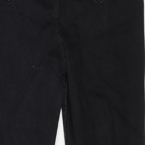 Marks and Spencer Womens Black Cotton Flared Jeans Size 12 L25 in Regular Button