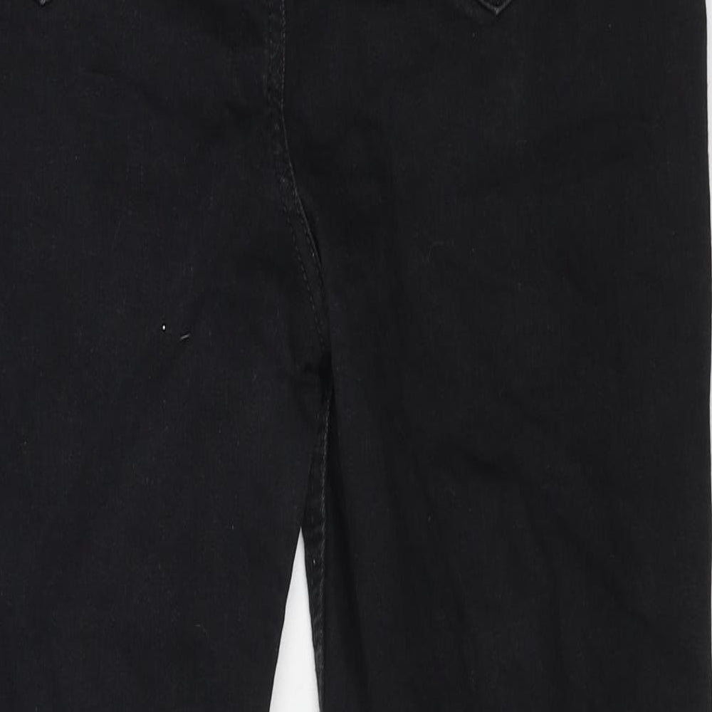 Marks and Spencer Womens Black Cotton Flared Jeans Size 12 L25 in Regular Button