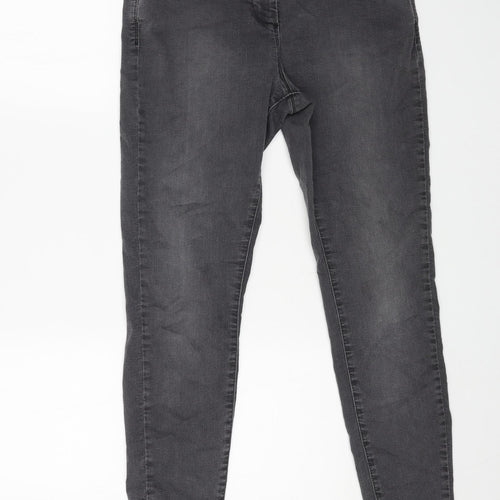 Marks and Spencer Womens Grey Cotton Skinny Jeans Size 12 L29 in Regular Button