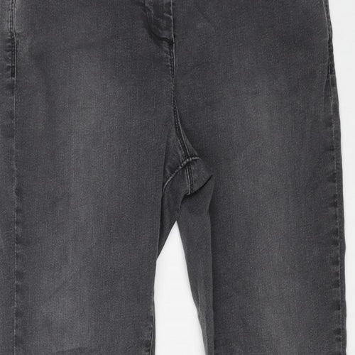 Marks and Spencer Womens Grey Cotton Skinny Jeans Size 12 L29 in Regular Button