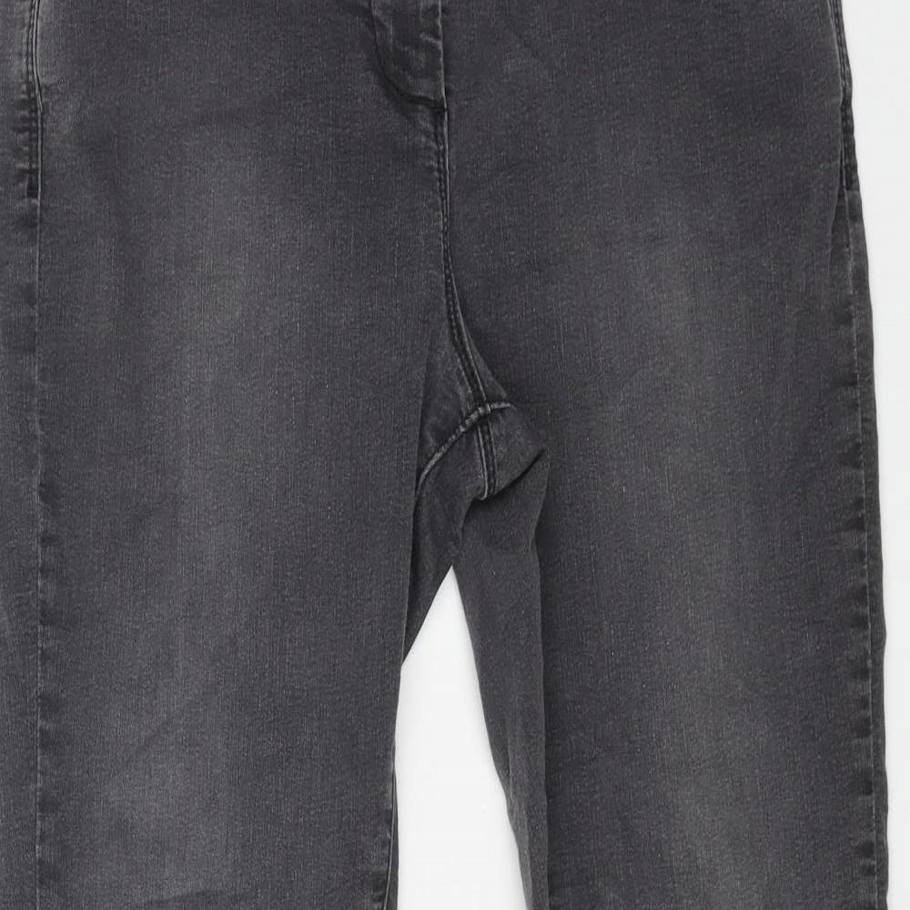 Marks and Spencer Womens Grey Cotton Skinny Jeans Size 12 L29 in Regular Button