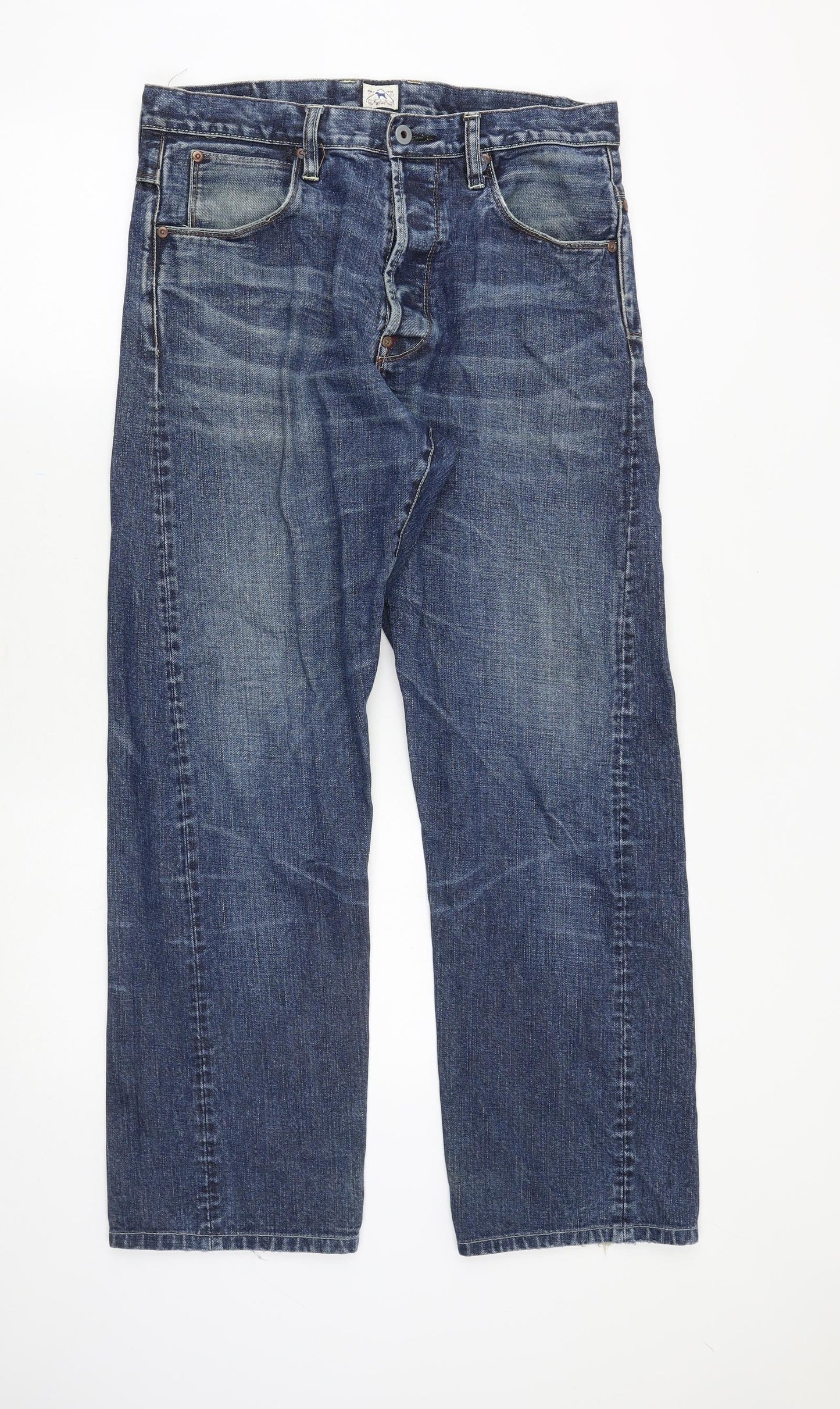 One True Saxon Mens Blue Cotton Straight Jeans Size 32 in Regular Zip