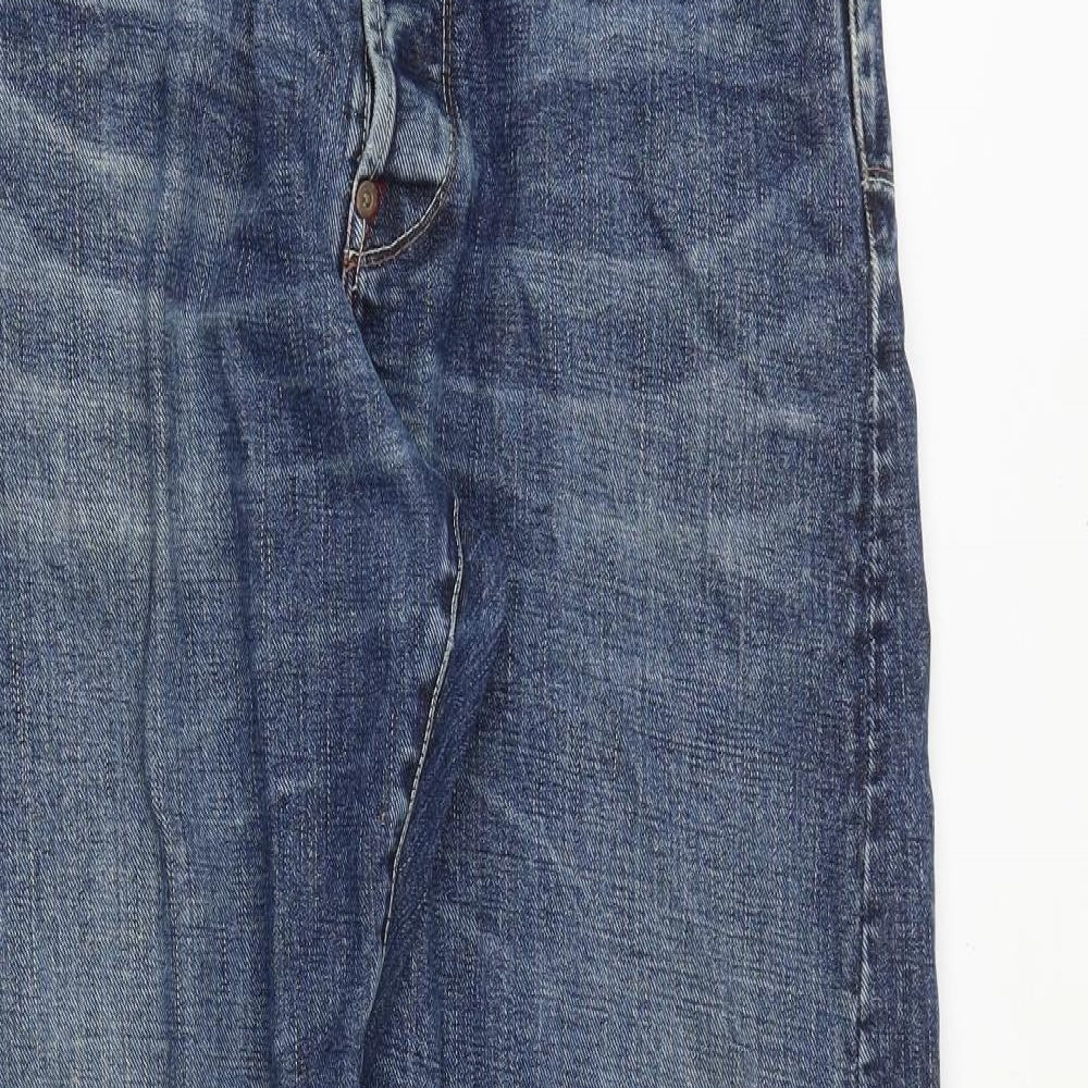 One True Saxon Mens Blue Cotton Straight Jeans Size 32 in Regular Zip