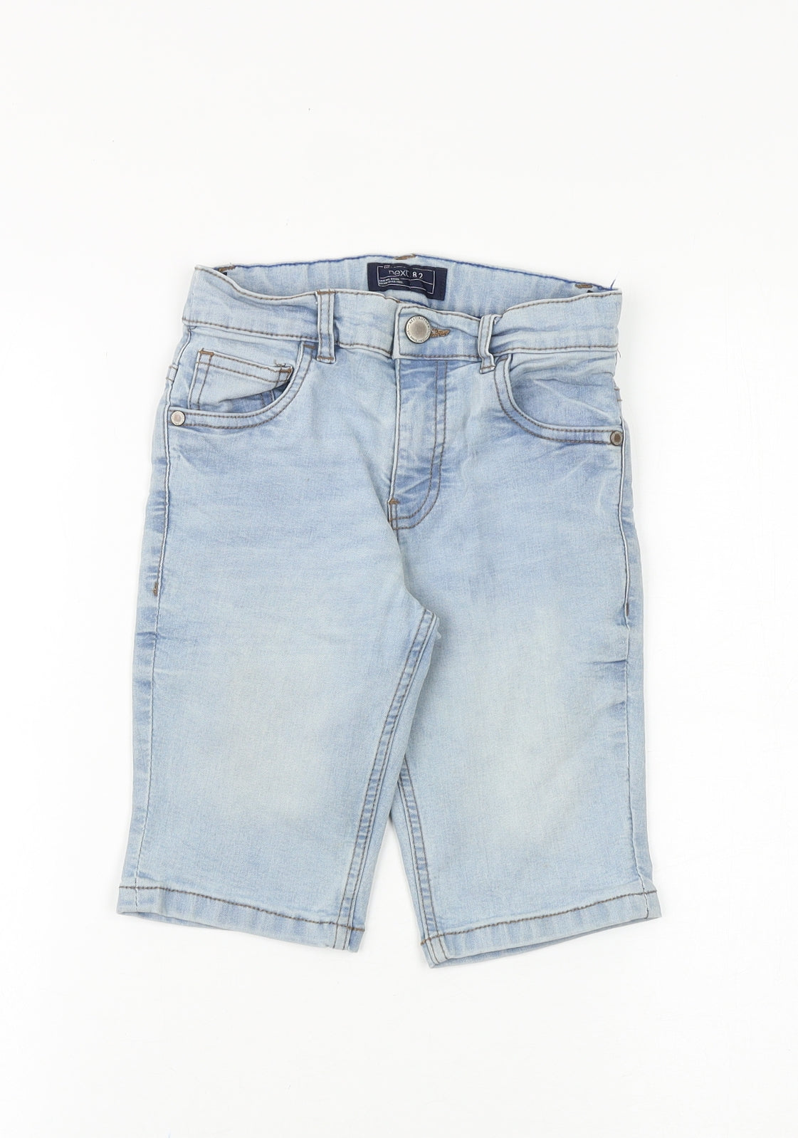 NEXT Boys Blue Cotton Chino Shorts Size 8 Years Slim Zip