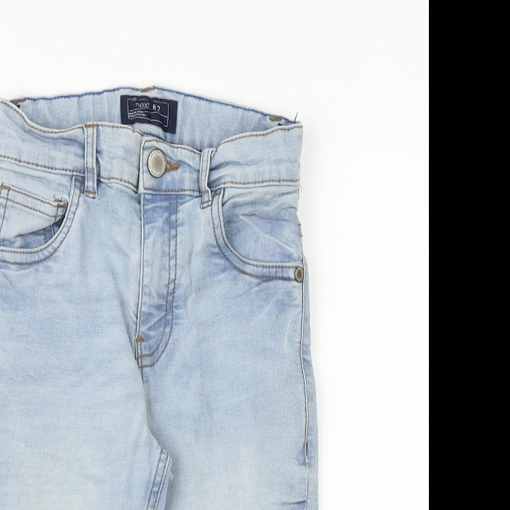 NEXT Boys Blue Cotton Chino Shorts Size 8 Years Slim Zip