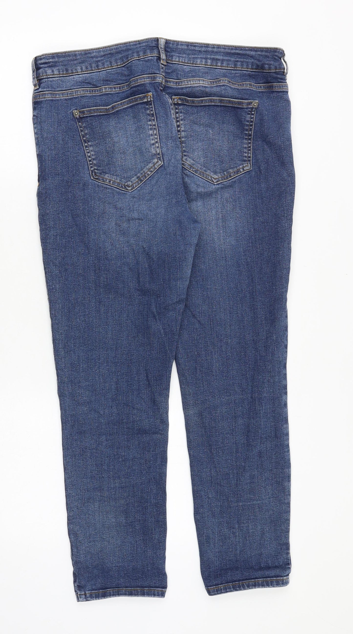 White Stuff Womens Blue Cotton Straight Jeans Size 12 Regular Zip