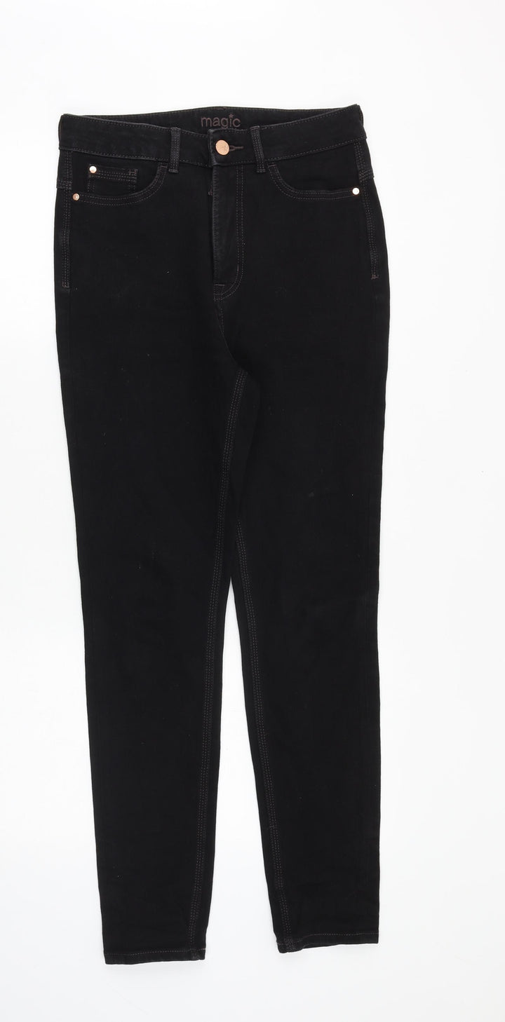 Marks and Spencer Womens Black Cotton Skinny Jeans Size 28 in Regular Zip