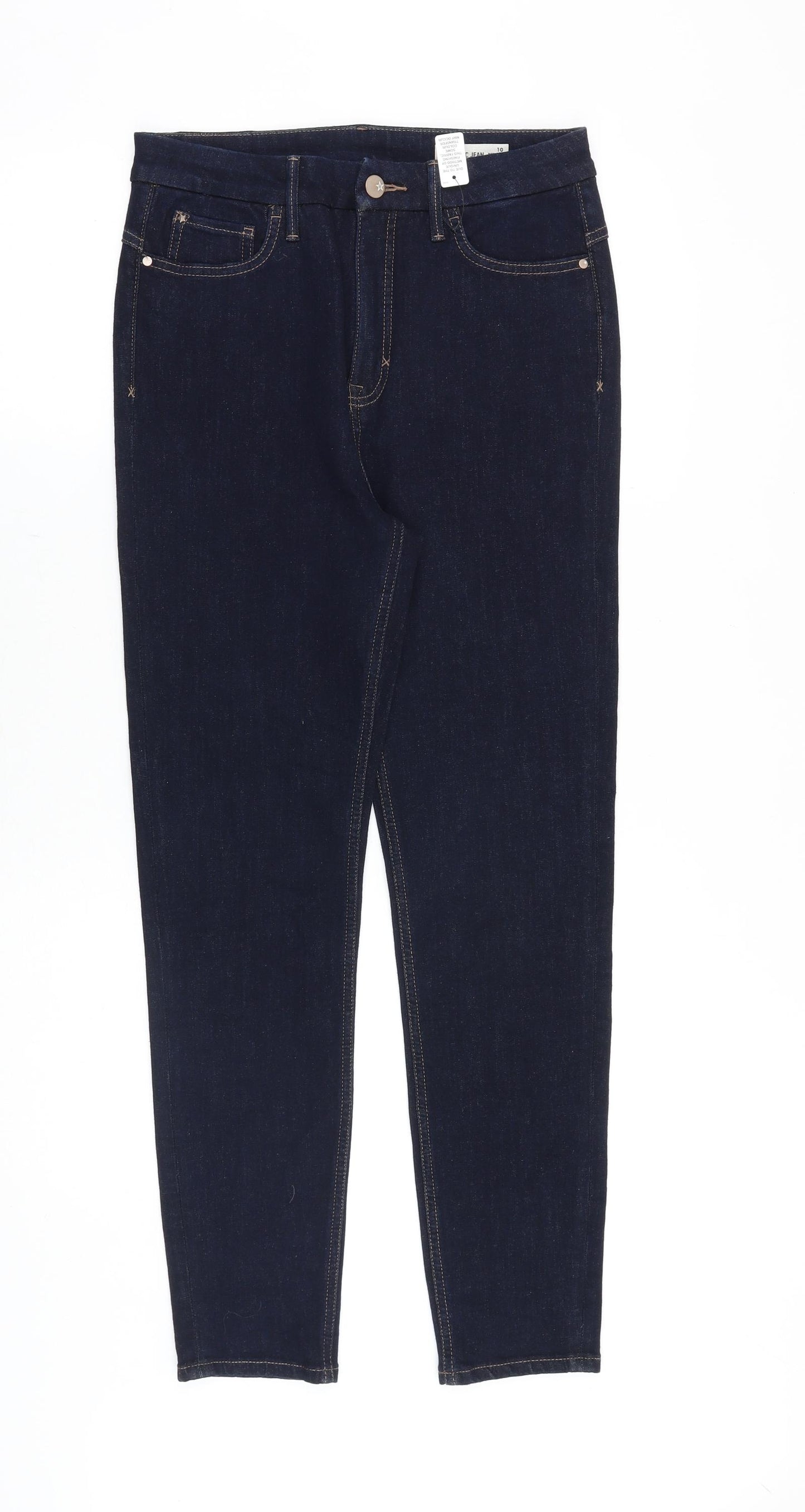 Marks and Spencer Womens Blue Cotton Skinny Jeans Size 10 Regular Zip