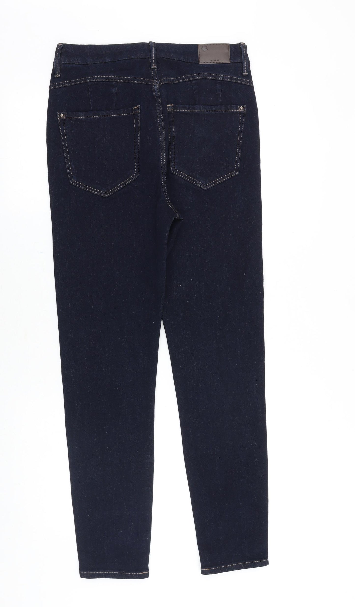 Marks and Spencer Womens Blue Cotton Skinny Jeans Size 10 Regular Zip
