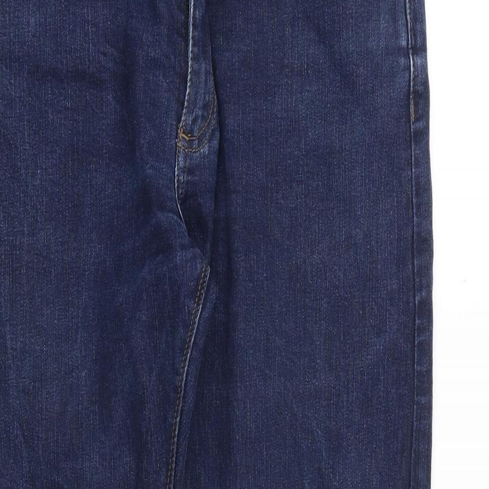 Marks and Spencer Mens Blue Cotton Straight Jeans Size 32 in Slim Zip