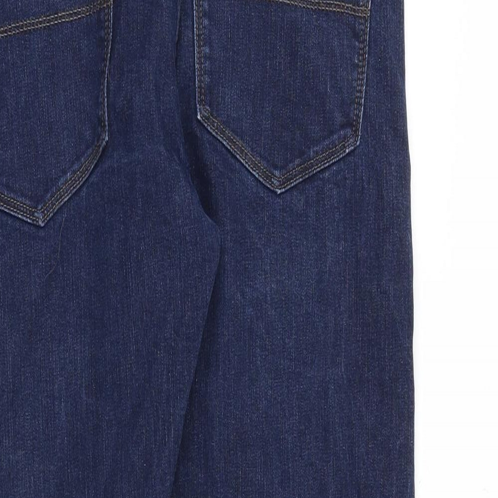 Marks and Spencer Mens Blue Cotton Straight Jeans Size 32 in Slim Zip