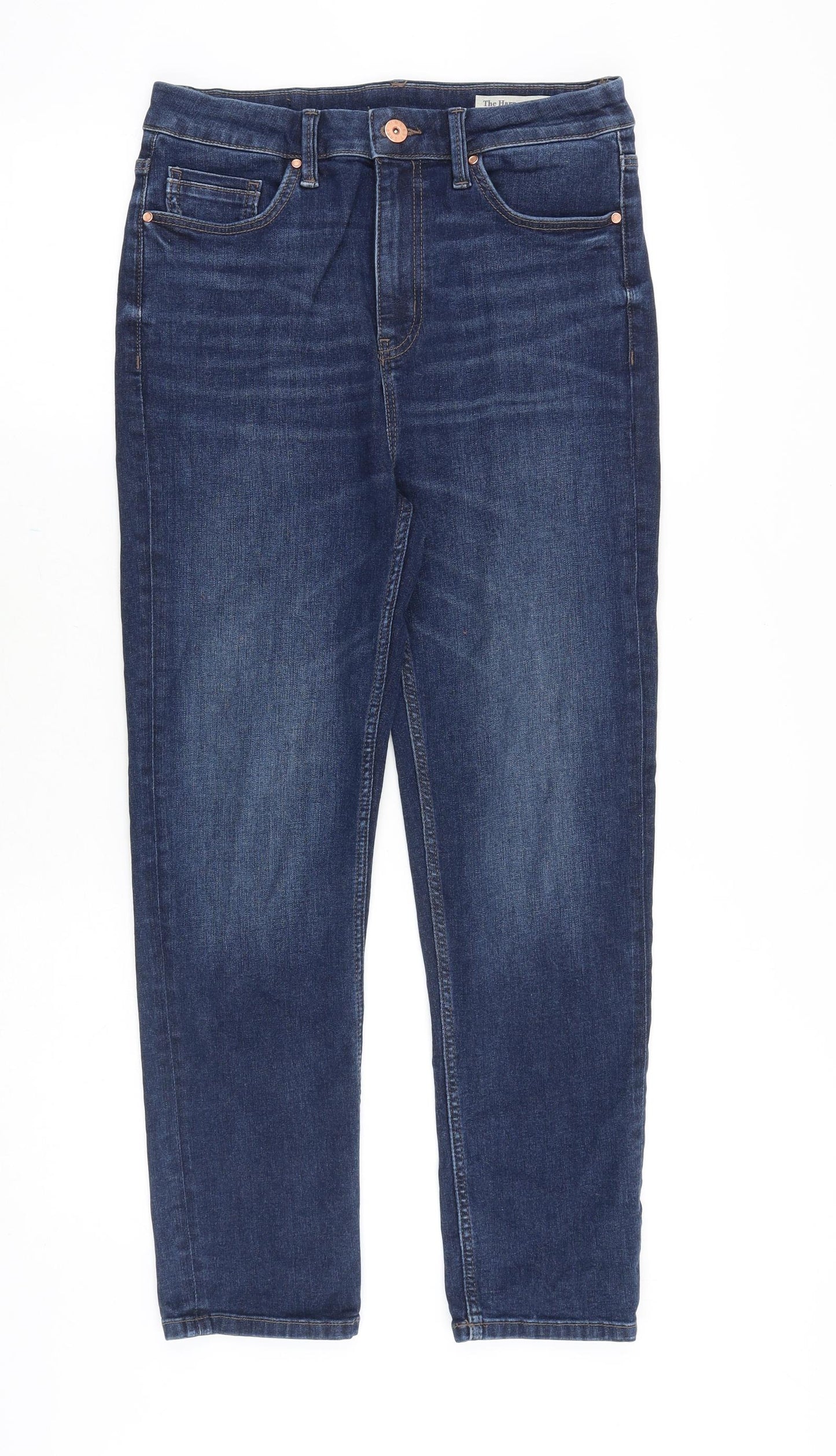 Marks and Spencer Womens Blue Cotton Straight Jeans Size 12 Regular Zip