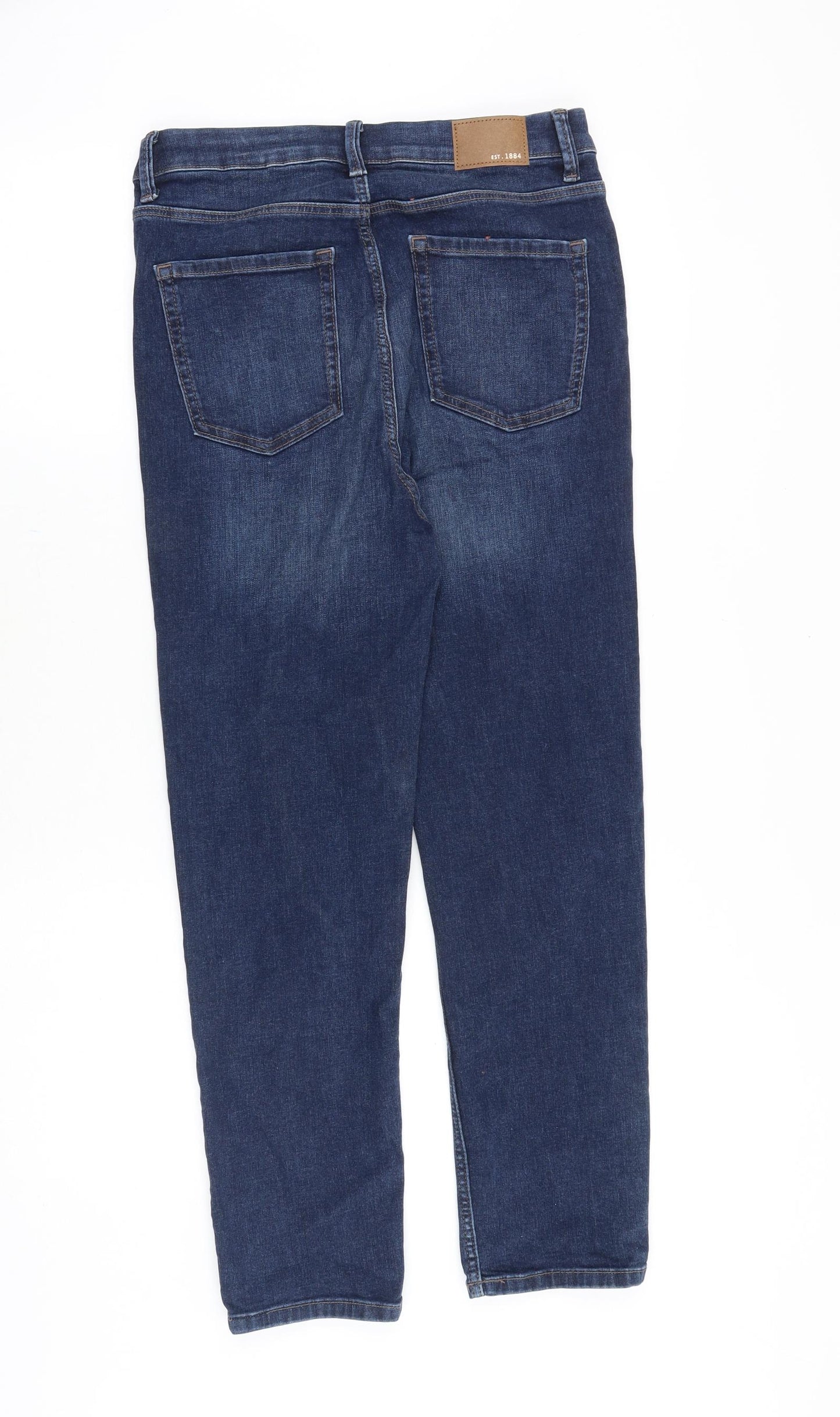 Marks and Spencer Womens Blue Cotton Straight Jeans Size 12 Regular Zip