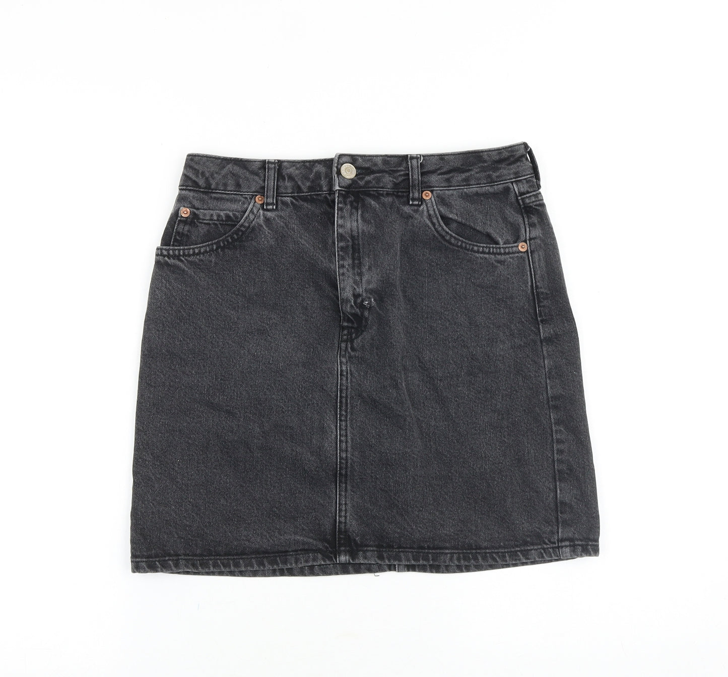 Topshop Womens Grey Cotton A-Line Skirt Size 28 in Zip