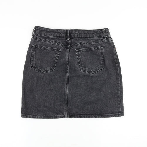 Topshop Womens Grey Cotton A-Line Skirt Size 28 in Zip