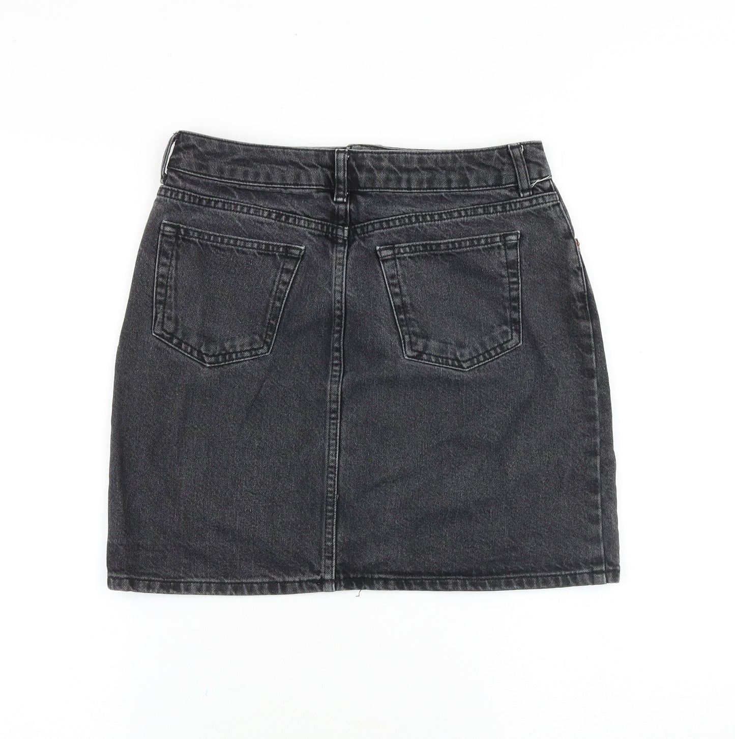 Topshop Womens Grey Cotton A-Line Skirt Size 28 in Zip