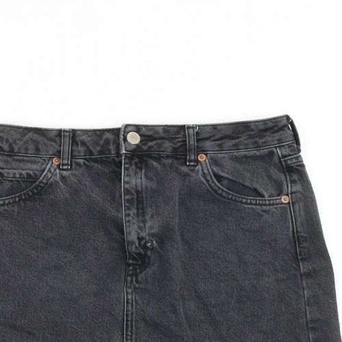 Topshop Womens Grey Cotton A-Line Skirt Size 28 in Zip