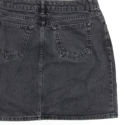 Topshop Womens Grey Cotton A-Line Skirt Size 28 in Zip