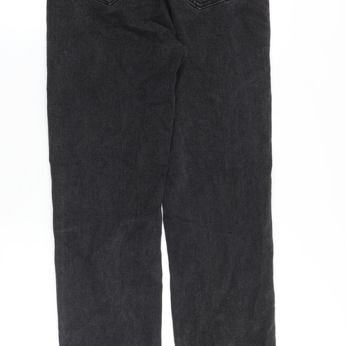PRETTYLITTLETHING Womens Black Cotton Straight Jeans Size 24 in Regular Zip
