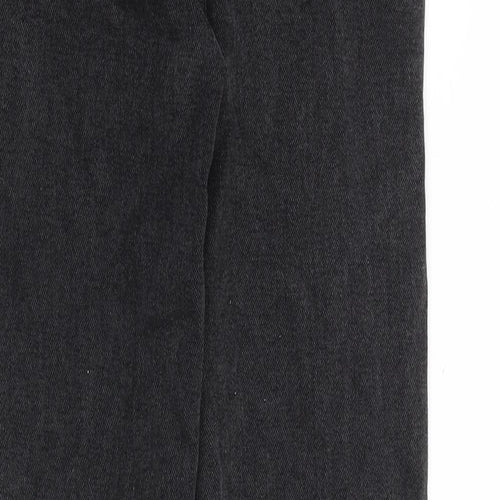 PRETTYLITTLETHING Womens Black Cotton Straight Jeans Size 24 in Regular Zip