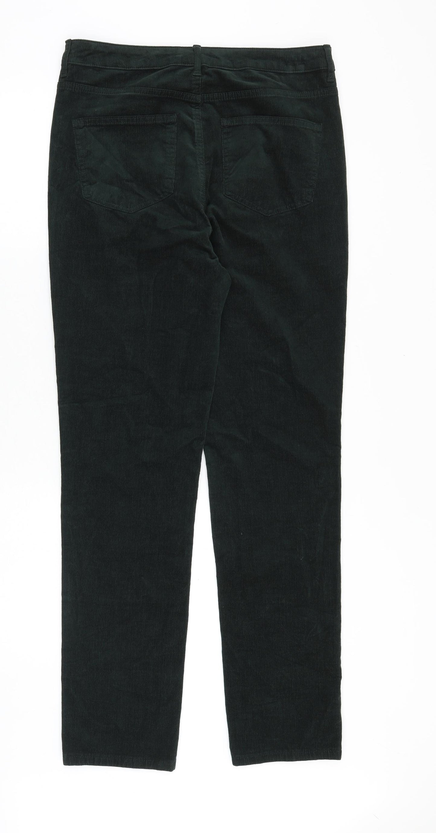 Marks and Spencer Womens Green Cotton Trousers Size 12 Regular Zip