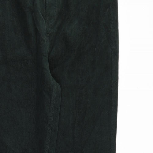 Marks and Spencer Womens Green Cotton Trousers Size 12 Regular Zip