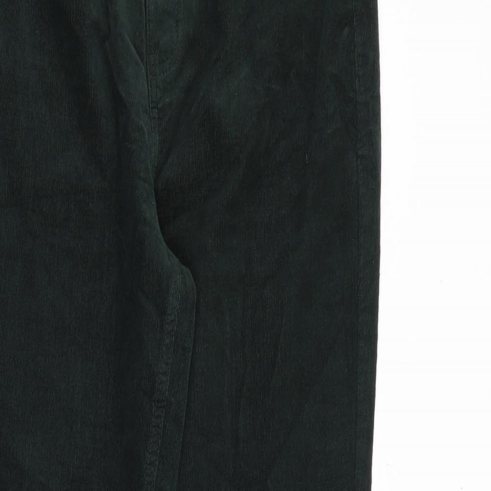 Marks and Spencer Womens Green Cotton Trousers Size 12 Regular Zip