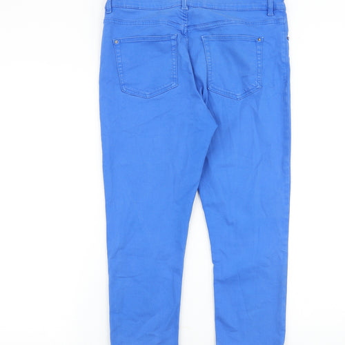 Marks and Spencer Womens Blue Cotton Straight Jeans Size 12 Regular Zip