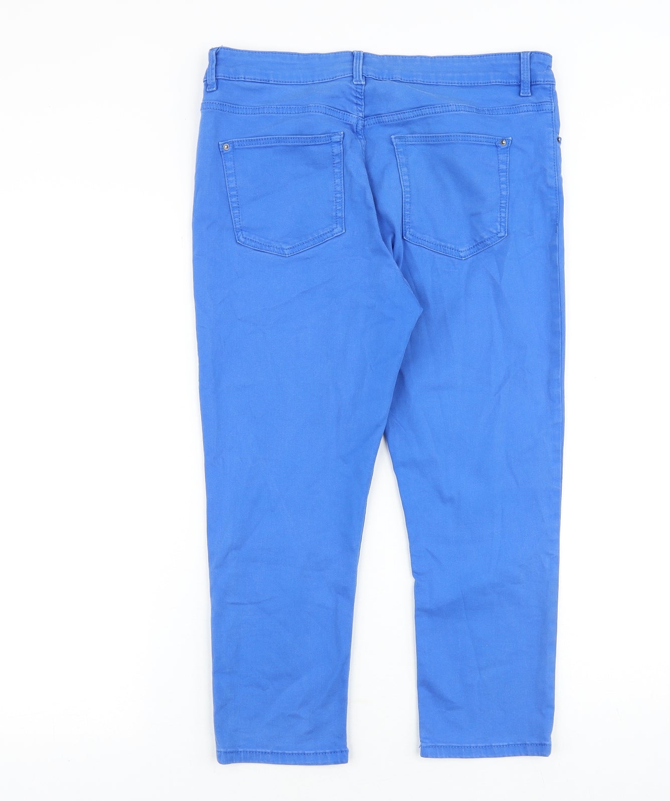 Marks and Spencer Womens Blue Cotton Straight Jeans Size 12 Regular Zip